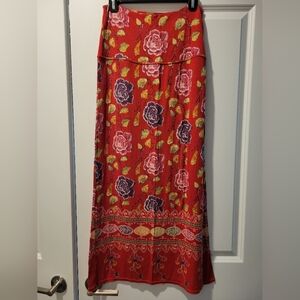 Free People Stretchy Red Maxi Skirt Size Small